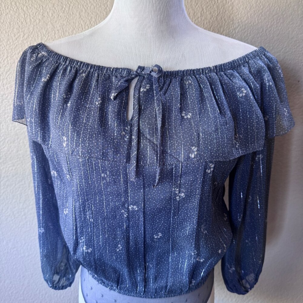 Abercrombie & Fitch Purple Off the Shoulder Bodysuit Sheer Arms NWT Size M